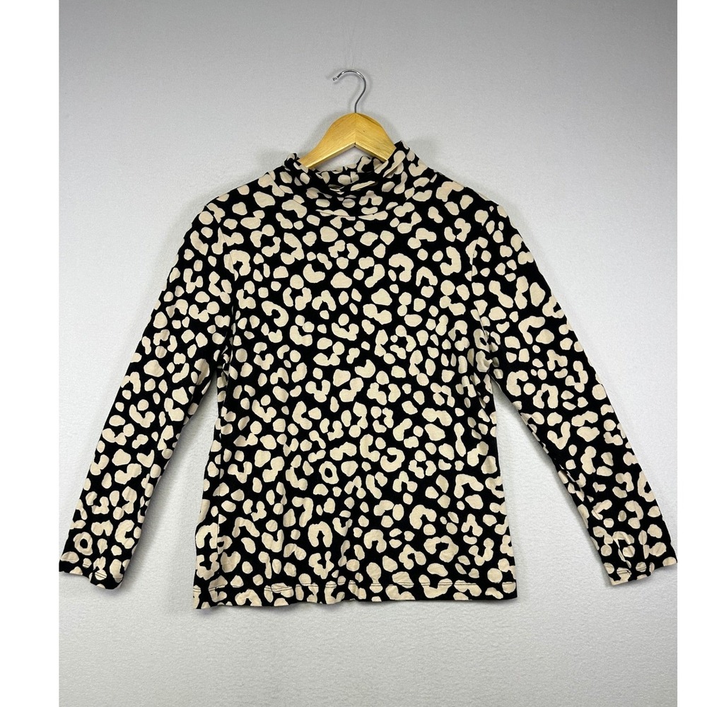 Leopard Core Ann Taylor Women S‎ Abstract Pebble Mock Neck Long Sleeve Top